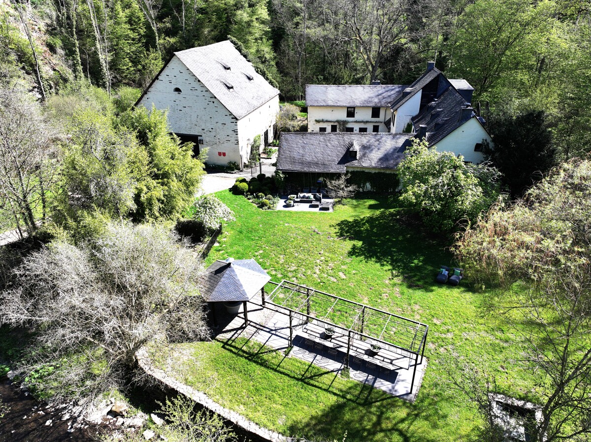Blick über den Garten zur Mühle